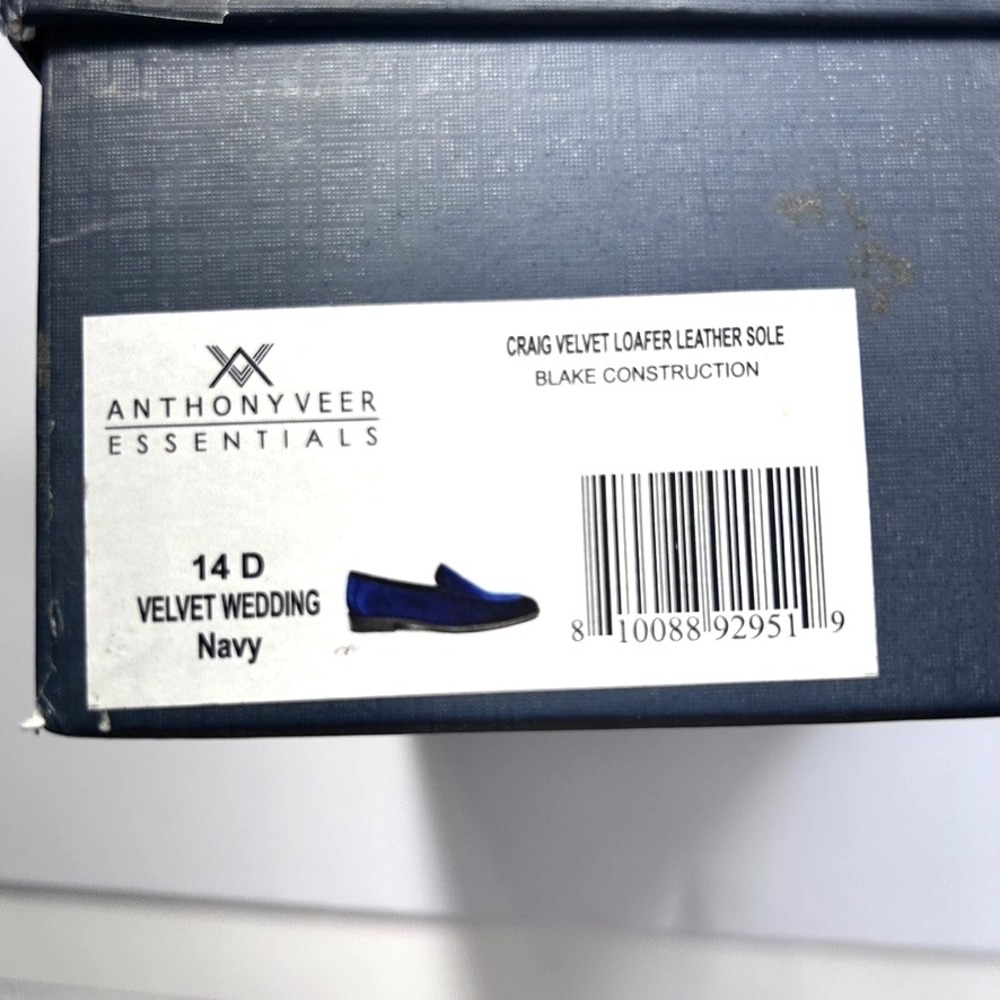 Anthony Veer Craig Velvet Loafer Leather Sole Men's Shoes Wedding Navy US14D - Picture 2 of 9